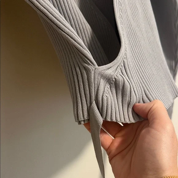 Light Gray Ribbed Sweater Top - Picture 6 of 7